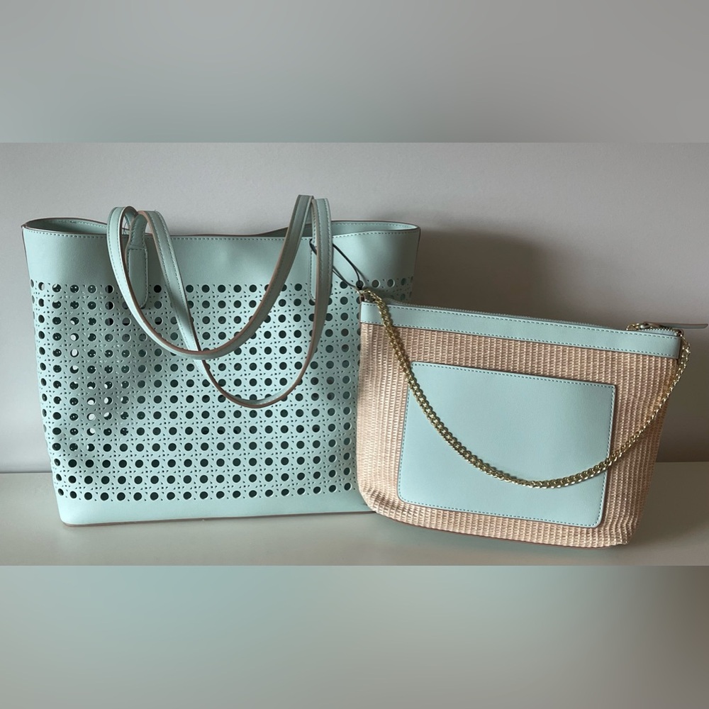 Nanette Lepore Surf Spray Perforated Tote & Chain Shoulder Bag 2pc Set NWT - Picture 4 of 9